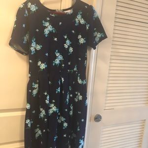 Navy with teal roses floral Amelia dress LuLaRoe